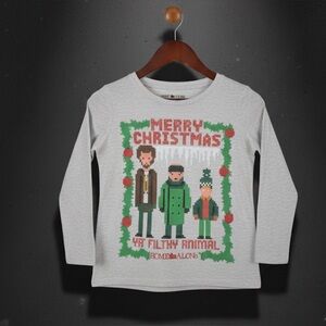 Home Alone Merry Christmas Kids Long Sleeve Shirt - Light Gray